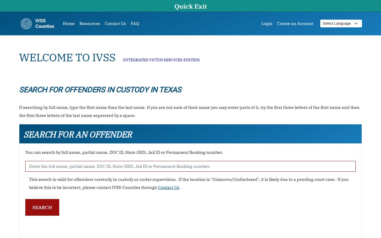 Jeff Davis County IVSS release check and notification screen